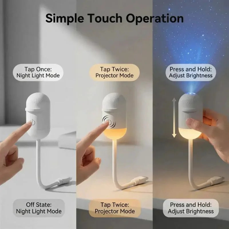 Galaxy Starry Sky Lamp Box | 2-in-1 Projector Night Light with 3 Projection Lenses | Built-in Night Light